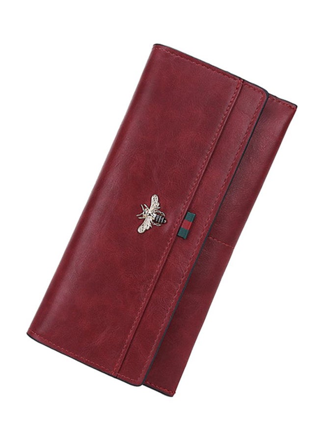 Leather Trifold Wallet Burgundy  - Image 1