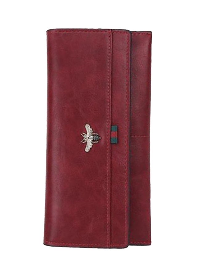 Leather Trifold Wallet Burgundy  - Image 2