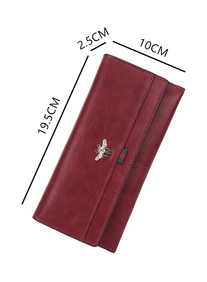 Leather Trifold Wallet Burgundy  - Image 3