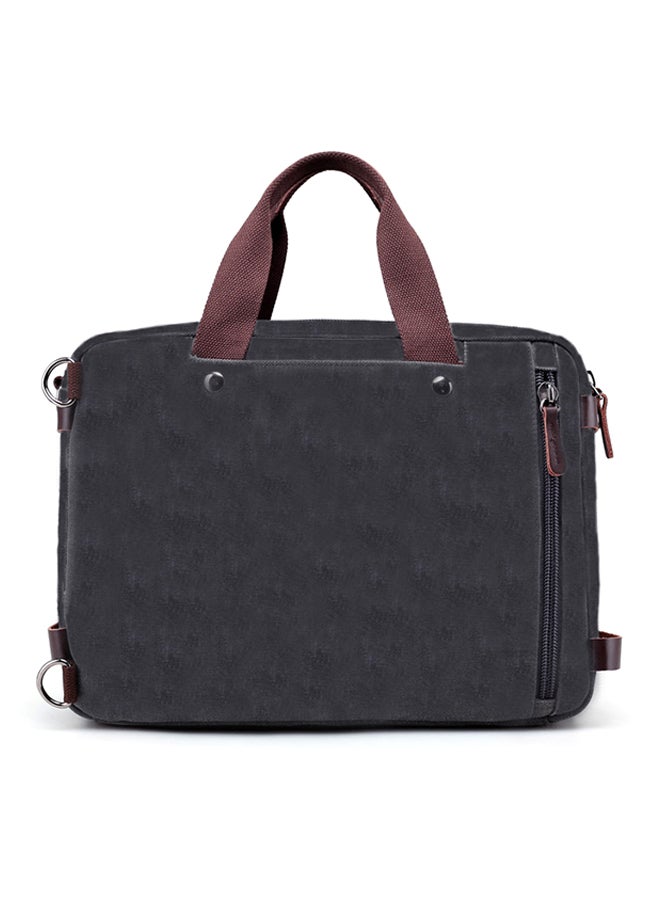 Zipper Closure Canvas Messenger Bag Black - Image 3