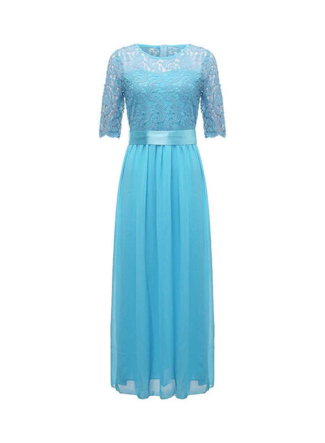 Half Sleeve Party Gown Dress Blue  - Image 1