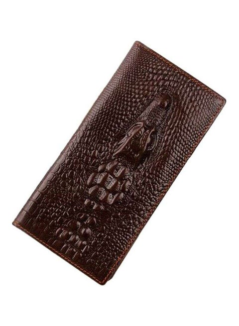 Crocodile Pattern Long Wallet Brown