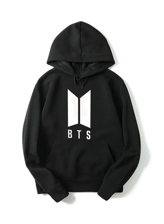 Long Sleeve Hoodie Sweatshirt Black/White  - Image 2