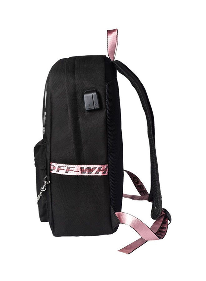 حقيبة ظهر من القماش الكتاني أسود - Image 3