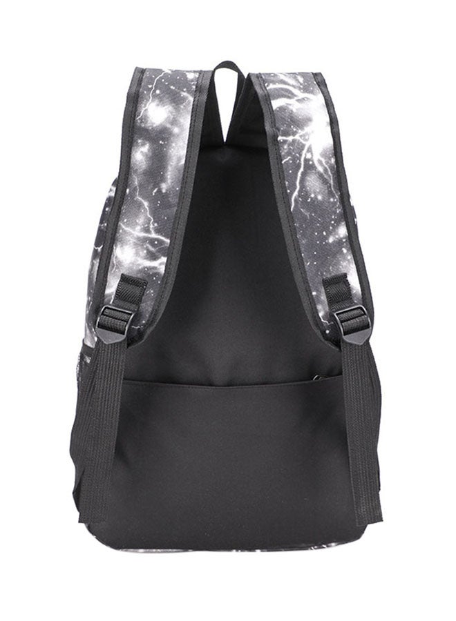 Canvas Printed Backpack Black/White/Grey - Image 2