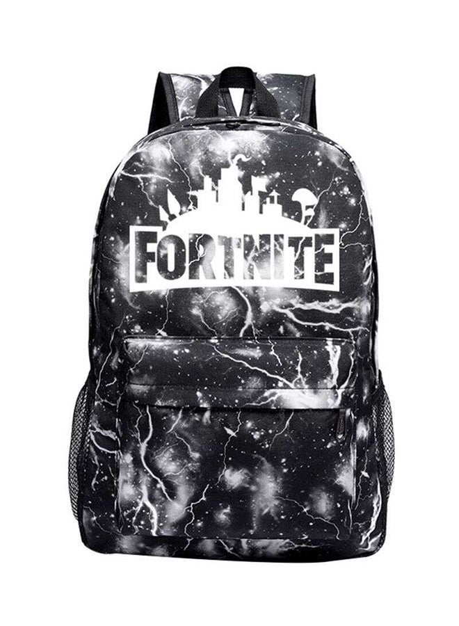 Canvas Printed Backpack Black/White/Grey - Image 1
