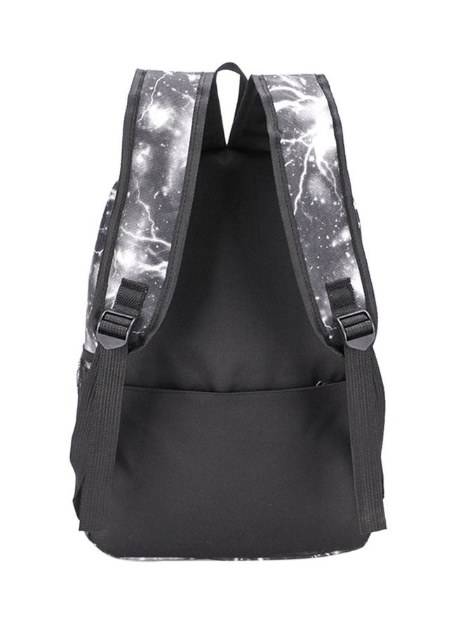 Canvas Printed Backpack Black/White/Grey - Image 2