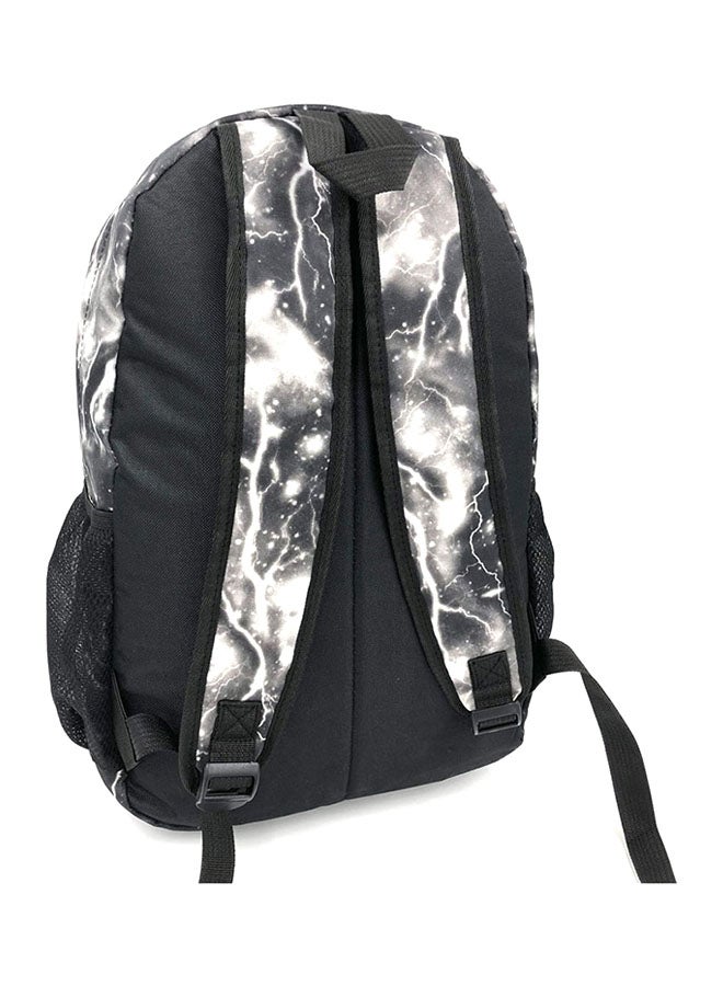 Canvas Printed Backpack Black/White/Grey - Image 3