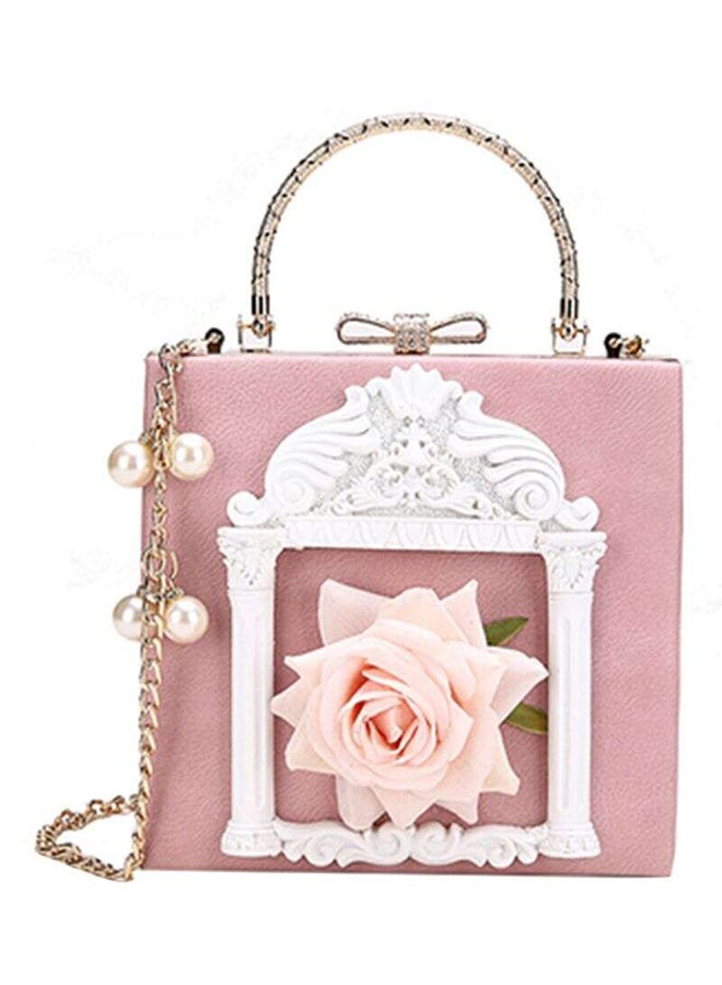 Generic - Square Shape Flowers Decor Sweet Elegant Stylish Hasp Lock Bag Pink - Image 1