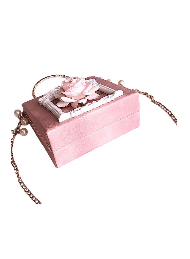 Generic - Square Shape Flowers Decor Sweet Elegant Stylish Hasp Lock Bag Pink - Image 1