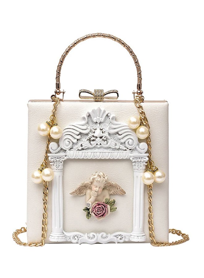 All Match Pearls Inlay Stylish Faddish Mini Bag Beige - Image 1