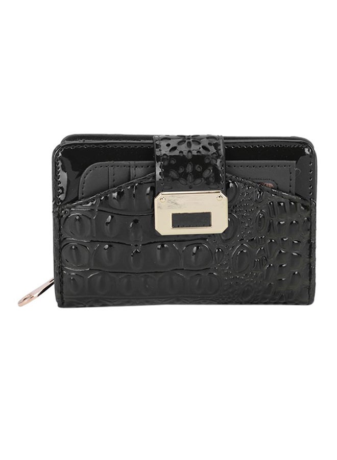 Generic Zipper/Buckle Closure Solid Design Wallet Black  - Image 1