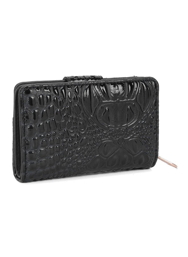 Generic Zipper/Buckle Closure Solid Design Wallet Black  - Image 2
