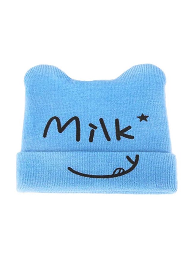 Printed Knitted Beanie Blue  - Image 1