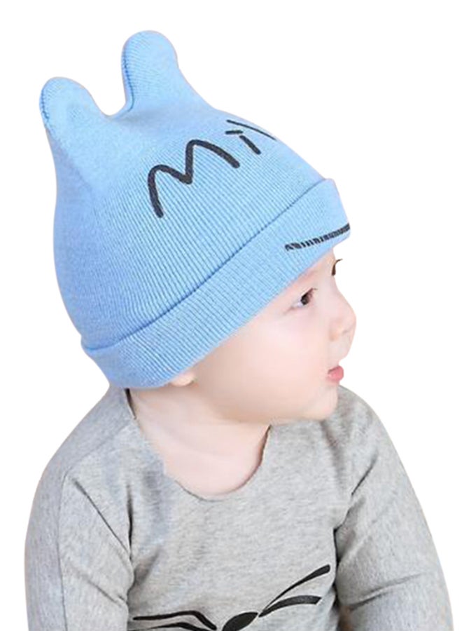Printed Knitted Beanie Blue  - Image 3