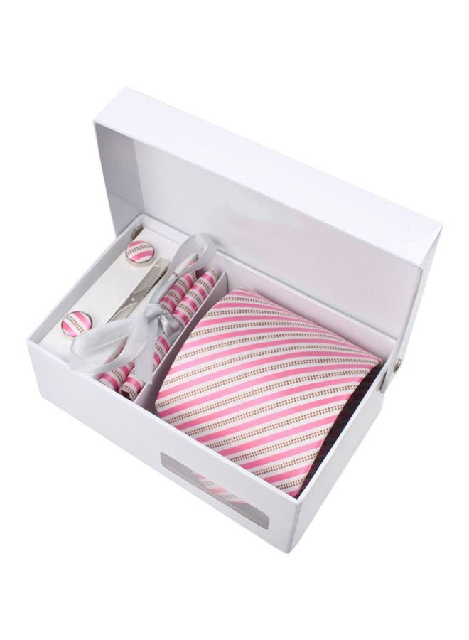 6-Piece Printed Necktie Set Pink/White