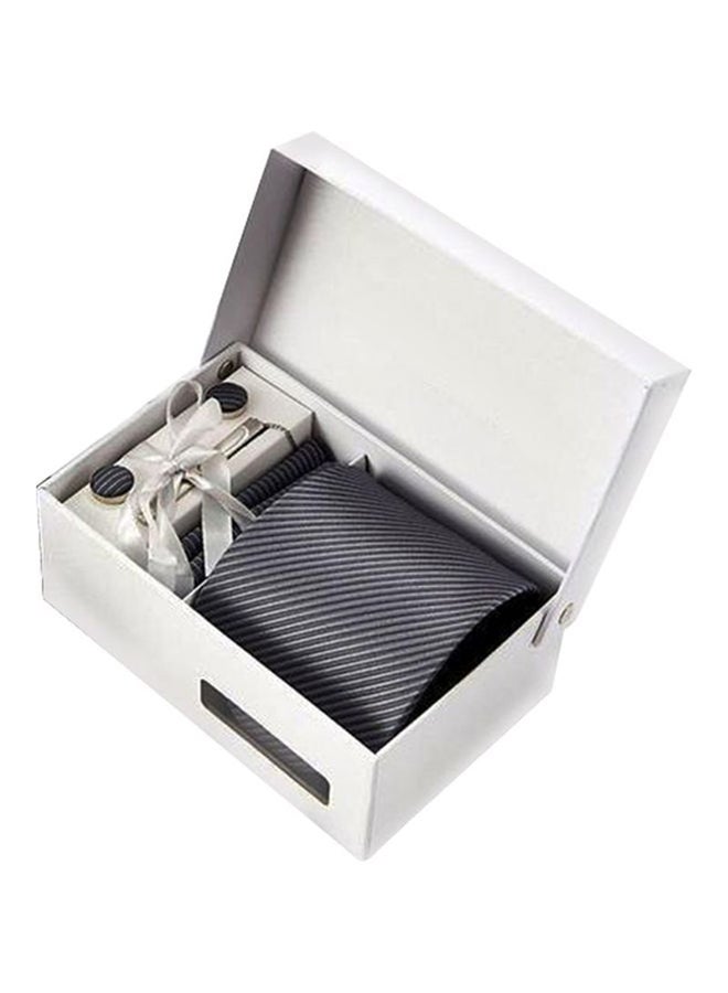 6-Piece Striped Necktie Set Grey/Black  - Image 1