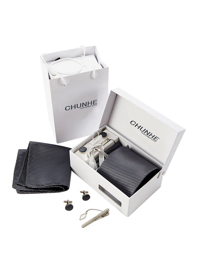6-Piece Striped Necktie Set Grey/Black  - Image 3