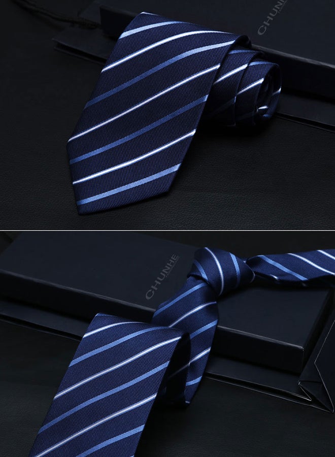 Printed Silk Tie Blue/White - Image 2
