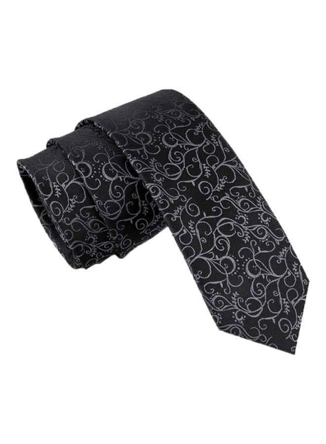 ربطة عنق مطبوعة أسود/ رمادي - Image 1