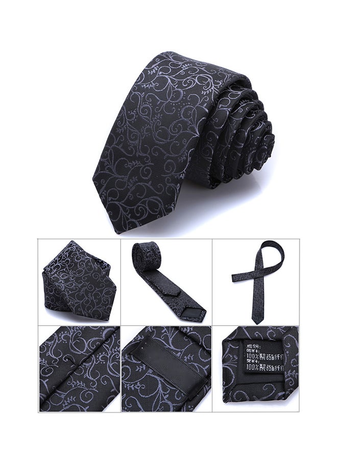 ربطة عنق مطبوعة أسود/ رمادي - Image 3