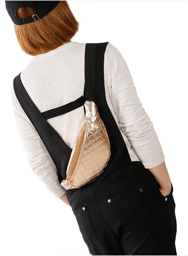 Zipper Solid Colour Waist Bag Gold  - Image 2