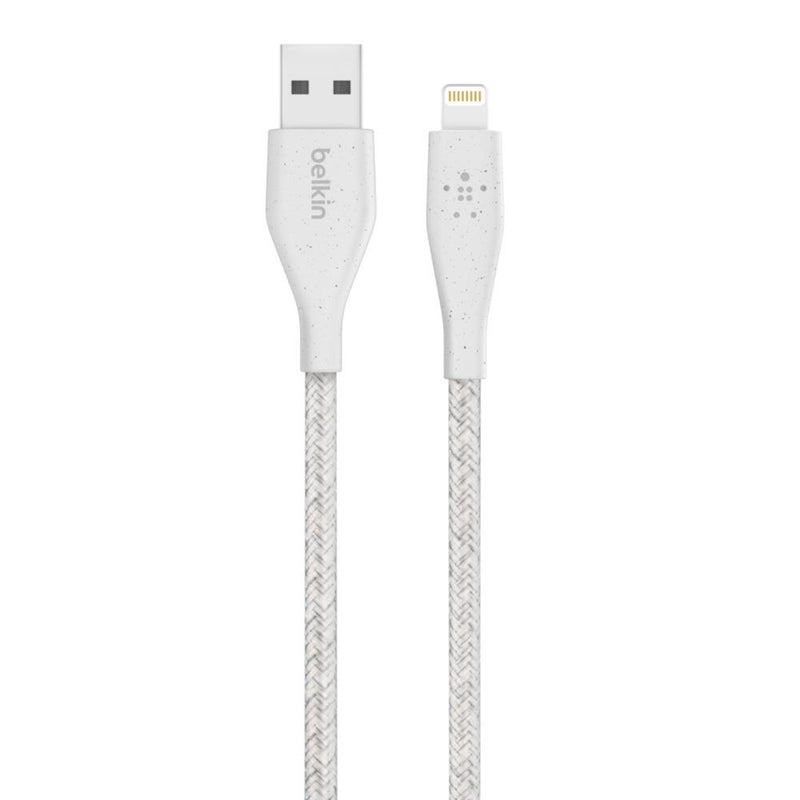 belkin - Braided 10 Ft/3 M DuraTek Plus Lightning To USB-A Cable With Strap, iPhone Charger Cable, Apple Cable For iPhone 15, 14, 13, 12, 11 Pro, Pro Max, Plus AirPods, iPad And More White - Image 1