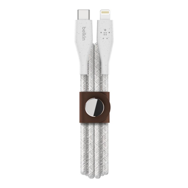 belkin Braided BoostCharge USB-C Cable With Lightning Connector + Strap (Made With Duratek) - Type C To Lightning, Apple Cable For iPhone 13, 13 Pro, 13 Pro Max, 13 Mini And More, 4Ft/1.2M White  - Image 3