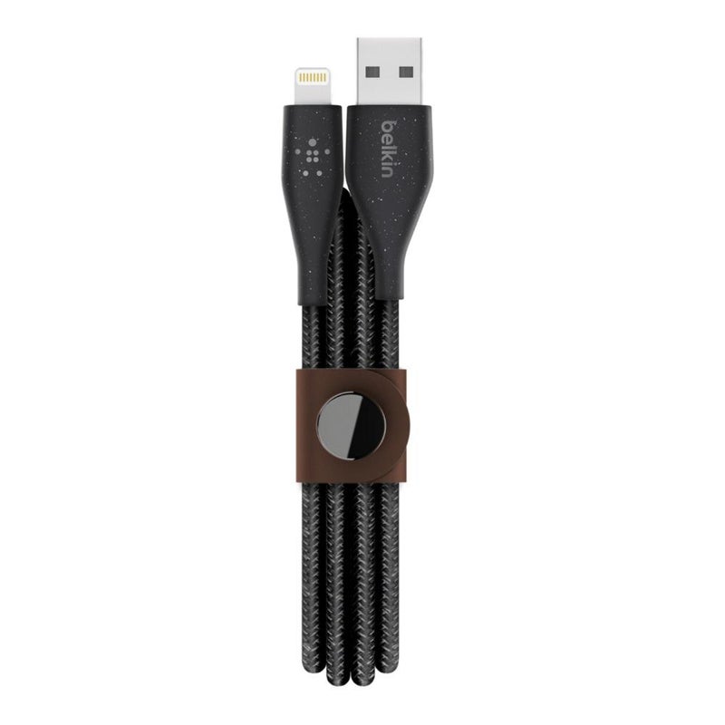 belkin - MFi Certified Braided 10 Ft 3M DuraTek Plus Lightning To USBA Cable With Strap iPhone Charger Cable Apple Cable For iPhone 15 14 13 12 11 Pro Pro Max Plus AirPods iPad And More Black - Image 1
