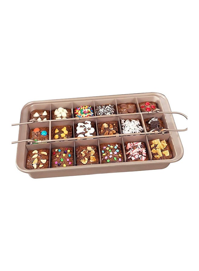 Non-Stick Brownie Pan Tin With Dividers Dark Brown 8inch - Image 2