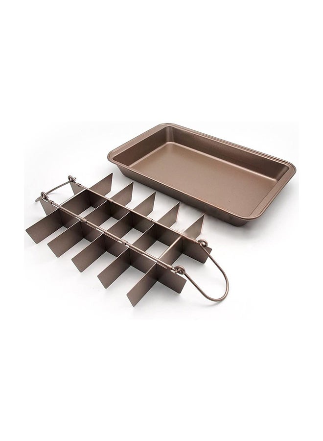 Non-Stick Brownie Pan Tin With Dividers Dark Brown 8inch - Image 3