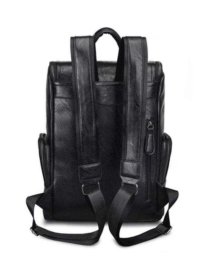 Generic - Zip Closure Leather Backpack Black - Image 1