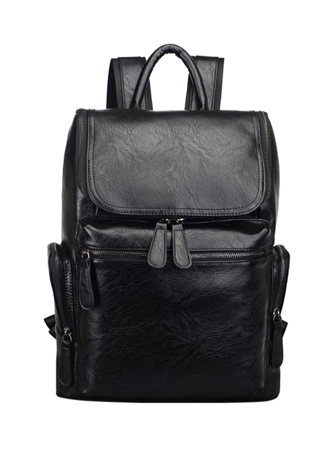 Generic - Zip Closure Leather Backpack Black - Image 1