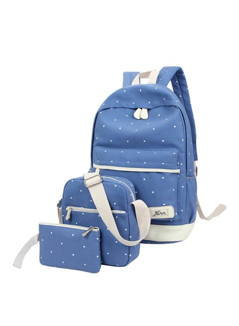 Zip Closure Backpack With Crossbody Bag And Pouch Blue