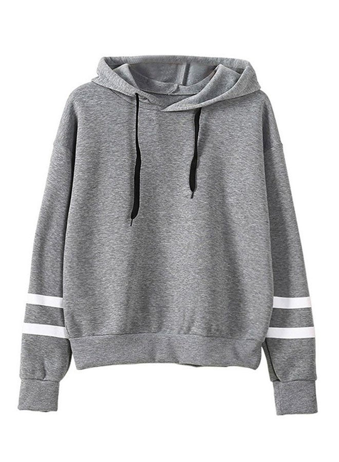 Polyester Long Sleeves Hoodie Grey  - Image 1