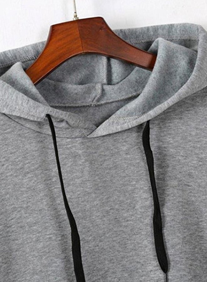 Polyester Long Sleeves Hoodie Grey  - Image 3