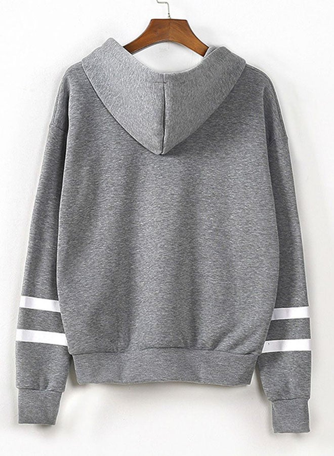 Polyester Long Sleeves Hoodie Grey  - Image 2