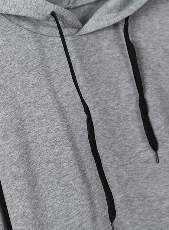 Polyester Long Sleeves Hoodie Grey  - Image 4