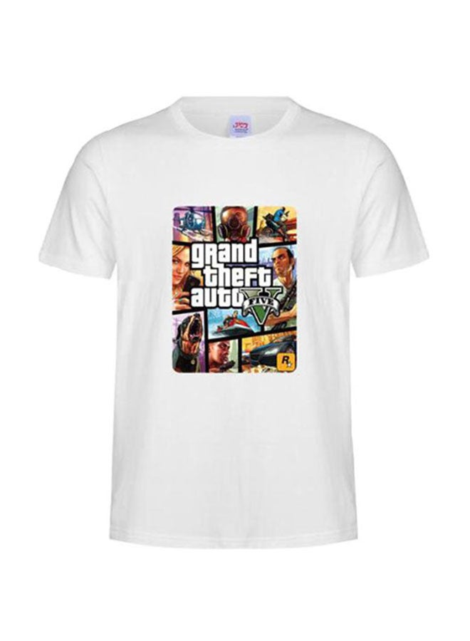Generic - Grand Theft Auto Round Collar Short Sleeve T-Shirt White - Image 1