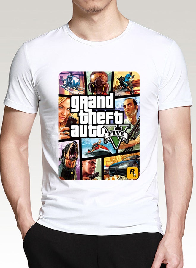 Generic - Grand Theft Auto Round Collar Short Sleeve T-Shirt White - Image 1