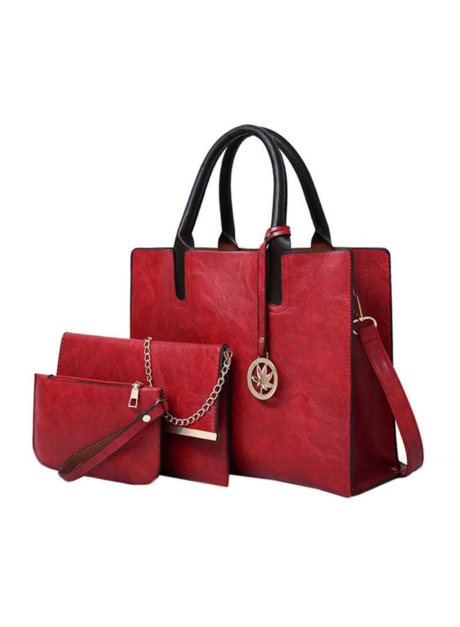 3-Piece Chic Vintage Handbag Red/Black  - Image 1
