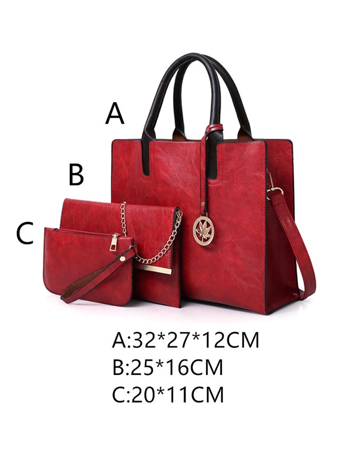 3-Piece Chic Vintage Handbag Red/Black  - Image 3