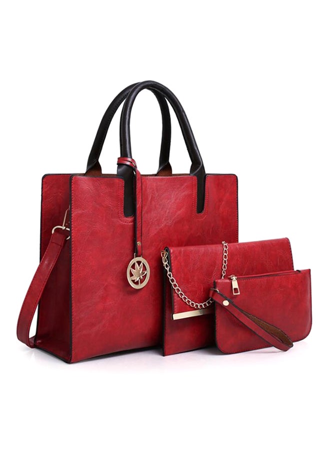 3-Piece Chic Vintage Handbag Red/Black  - Image 2