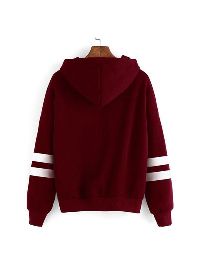 Casual Bts Printed Long Sleeve Loose Hoodie Red - Image 2