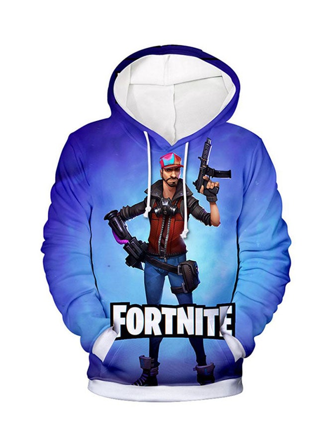 هودي كاجوال طويل الأكمام بتصميم عصري مزين بطبعة ثلاثية الأبعاد لأحد شخصيات لعبة "Fortnite" متعدد الألوان - Image 1