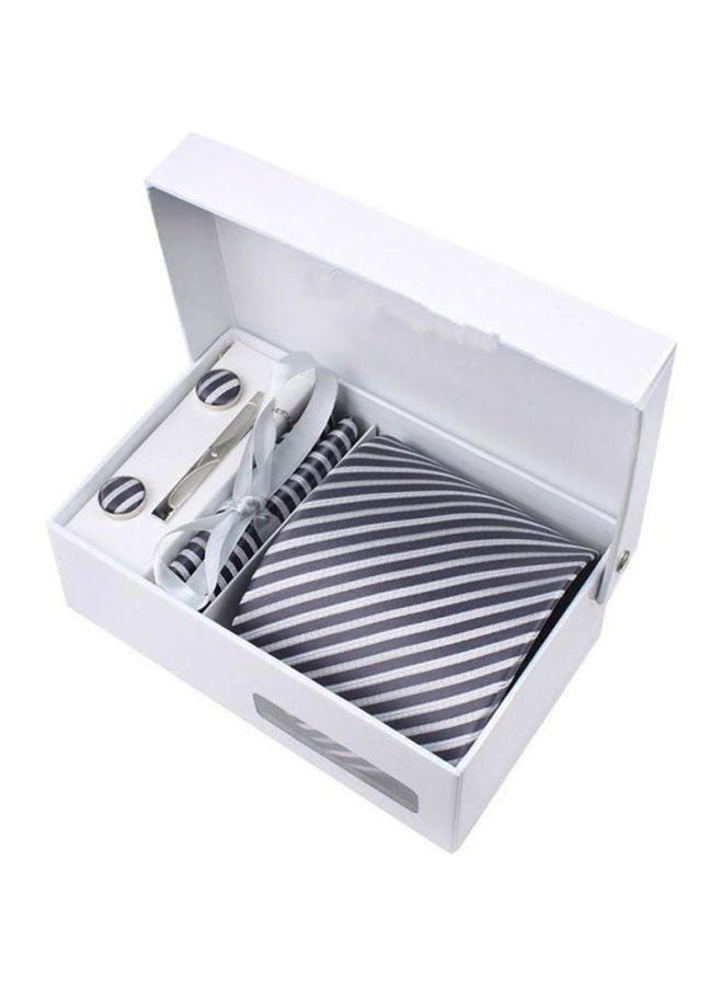6-Piece Striped Necktie Set Grey/White - Image 1