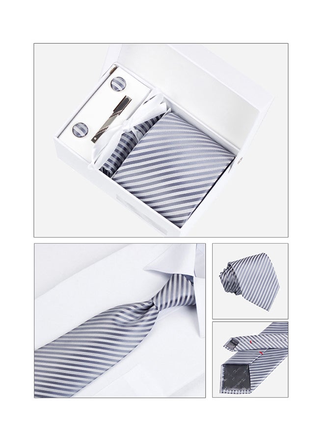 6-Piece Striped Necktie Set Grey/White - Image 3