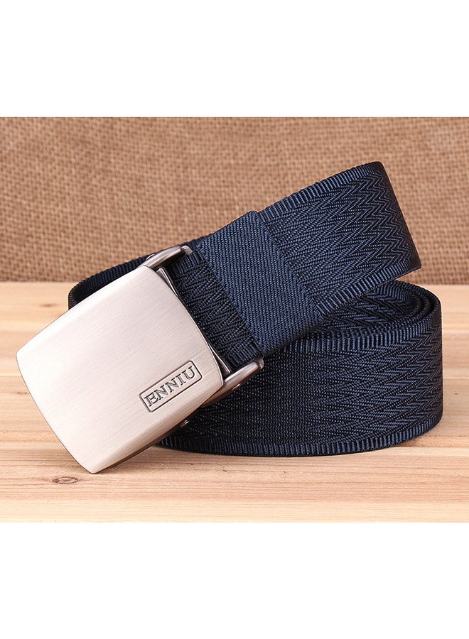 Metal Buckle Closure Belt Navy Blue/Black  - Image 3