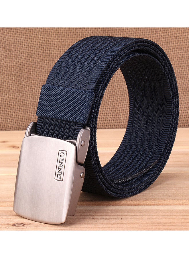 Metal Buckle Closure Belt Navy Blue/Black  - Image 2