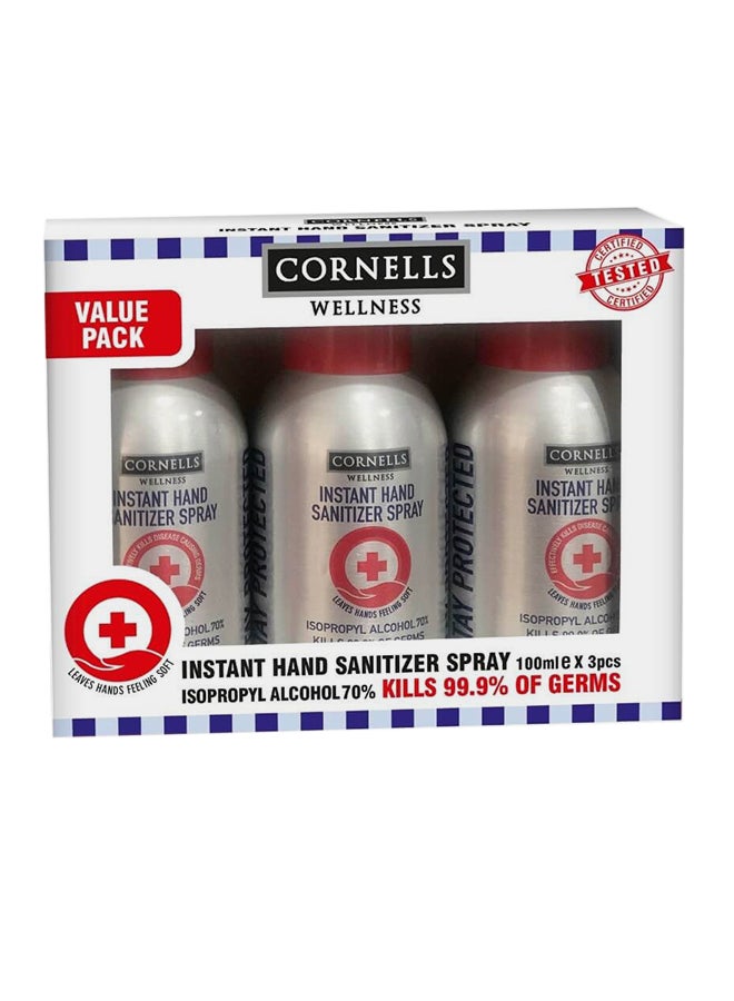 CORNELLS WELLNESS Hand Sanitizer Spray Value Pack Of 3 100ml  - Image 1